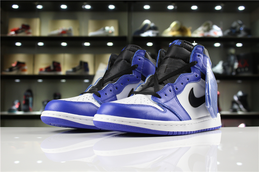 New Men Air Jordan 1 Retro Royal Blue Black White Shoes - Click Image to Close